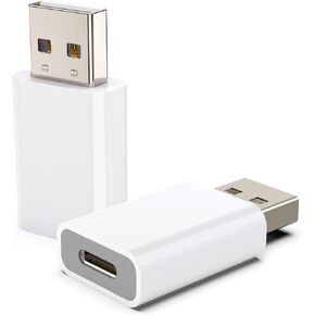 USB to USB C Adapter for Car USB Port Support CarPlay,USB Wall Plug,USB Type-C Female to USB-A Male Adapter Work with Apple Watch,iPhone 16 15 14 13 12 Pro Max Mini SE,iPad,Galaxy,Pixel 9 8 7 6
