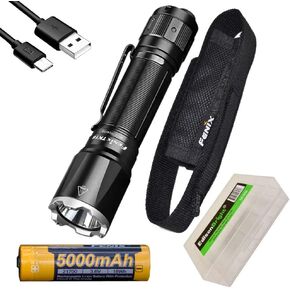 EdisonBright Fenix TK16 V2 3100 Lumen LED Tactical Flashlight, USB Rechargeable ARB-L21-5000U Li-ion Battery BBX5 Battery Carrying case Bundle