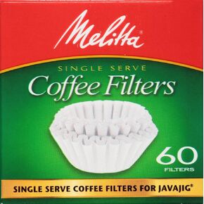 Melitta JavaJig Replacement Single-Serve Paper Coffee Filters, White, 60 Count