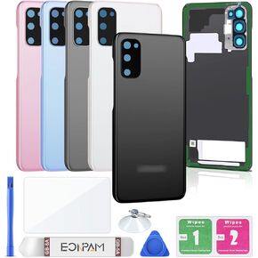 Back Cover Glass for Samsung Galaxy S20+ Plus G985, G986 Rear Housing Replacement with Camera Lens + Repair Tool Kit Genuine Rear Glass (Black)