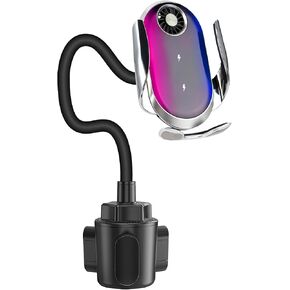 for Z Flip 5 Car Mount Car Cup Holder Wireless Car Charger for Z Flip 5/4 /3/2 Dual Coils Cooling Fan 15W Fast Charging Auto-Clamping for iPhone 15 14 13 12 Pro Max 11 10 8 for Galaxy S23 S22