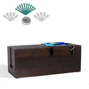 Elegant Walnut Color Cable Management Box-Cable Organizer Box&Large Cable Box,Cord Organizer Box Perfect for Home & Office Or Desktop Placement. -Kid & Pet Safe Cord Box by Erwuldor.