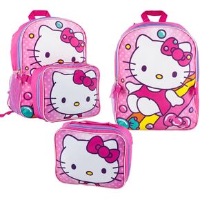 Fast Forward Hello Kitty Big Face 16 inches Backpack With Matching Lunch Bag Set- 99160