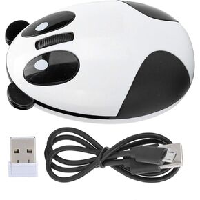 Optical Panda Computer Mouse, High Performance Accuracy 10m Operating Distance USB Rechargeable Black and White