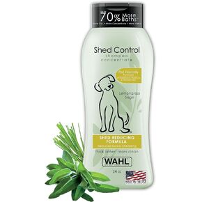 WAHL Shed Control Pet Shampoo for Dog Shedding & Dander – Lemongrass, Sage, Oatmeal, & Aloe for Healthy Coats & Skin – 24 Oz - Model 820005A