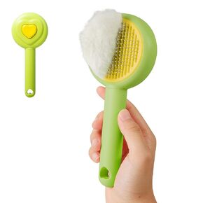 New cat brush&dog brush,pet hair brush with Self Cleaning Button Easy to remove loose undercoat，Needle-tip massage beads, no harm to the skin,Lovely Heart Series(Pink)