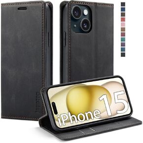 japezop iPhone 15 5G Case,iPhone 15 5G Wallet Case with [RFID Blocking],Card Holder Kickstand Magnetic,Leather Flip Case Wallet for iPhone 15 5G 6.1 Inch (Coffee)