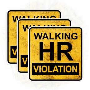(3PCS) Walking HR Violation Sticker Funny Retro Human Resources Department Quotes Blue Collar Gift Die-Cut Waterproof Vinyl Sticker for Toolbox Hard Hat Water Bottle Phone Case Laptop Cars (2 inches)