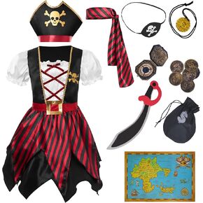 زي قرصان للأطفال من Spooktacular Creations، فستان أميرة القرصان للفتيات لحفلات الهالوين ولعب الأدوار