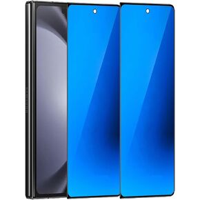 2 Pack Outer Anti-Blue Privacy Tempered Glass For Samsung Galaxy Z Fold 5 / Z Fold 4 Front Mirror Anti-Spy Screen Protector Anti-Peeping Full Covered Film Electroplated Gradient Colorful