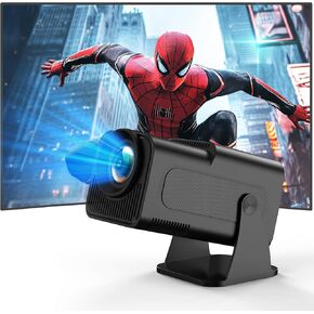 Mini Projector with WiFi and Bluetooth,1080P 2.4G/5G WiFi6, 180°Rotatable Portable Projector, Short Throw Smart Projector with Android TV 11.0, Auto Keystone, 150" Screen Theater Projector, Iron Gray
