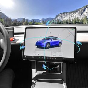 Screen Swivel Mount for Tesla Model Y 2019-2024 & Model 3 2017-2023 Left/Right 30° Up/Down 15° Rotating Four Directions Aluminium Alloy Tesla Screen Rotating Bracket