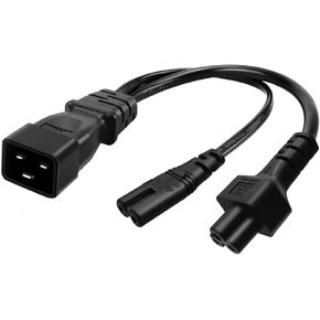 1FT C20 to Dual C13 Splitter Cable IEC 320 C20 Male to 2XC13 Female Splitter Power Cable IEC DualC13 to C20 Power Adapter Extension Cord (C20 to C13+C13)
