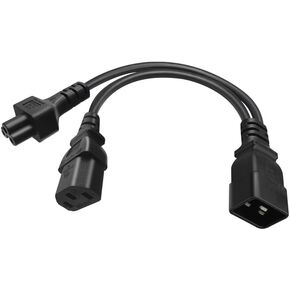 1FT C20 to Dual C13 Splitter Cable IEC 320 C20 Male to 2XC13 Female Splitter Power Cable IEC DualC13 to C20 Power Adapter Extension Cord (C20 to C13+C13)