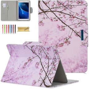 Dteck Universal Tablet Case for 10/10.1 Inch Android 11 12 13 14 Tablet, for Lenovo/Samsung Galaxy/UMIDIGI/Fire 10" 10.1" 10.3" 10.4", Lightweight Folio Cute Case with Stand/Card Slots, Pink Floral
