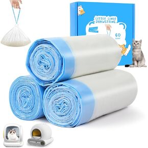 120 Count Cat Litter Bags for Automatic Litter Box,Extra-Thick Cat Litter Box Liners for MeoWant MW-SC01,MW-SC02,Duty Drawstring Kitty Litter Bags-19.7" x 17.7"