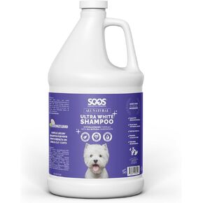 Soos Pet All Natural Ultra White Hypoallergenic Shampoo for Dogs and Cats Luxurious Shampoo Enhance The Natural Brightness, Looking Vivid White - 1x (4L Gallon)