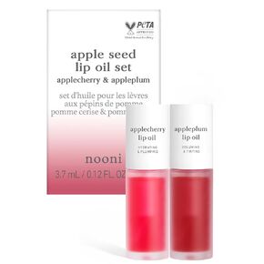 NOONI Appleseed Lip Oil Set - Applecherry & Appleplum | with Apple Seed Oil, Lip Oil Duo, Lip Stain, Gift Sets, For Chapped and Flaky Lips