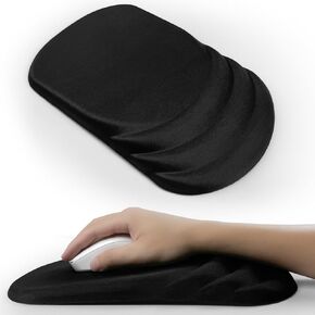 Ergonomic Mouse Pad Wrist Support，Wrist Rest Mouse pad for Carpal Tunnel Pain Relief with Memory Foam&Non-Slip PU Base, Mouse Pads for Wireless Mouse & Desk (12x8 inch,Black)