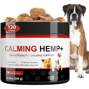 Pedode Hemp Calming Chews for Dogs, Dog Anxiety Relief Calming Treats 100% Natural Ingredients Calming Treats for Dog, Aid with Barking, Thunderstorms, Separation