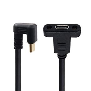 NFHK 180 Degree U Shape Back Angled USB-C USB 3.1 Type C Male to Female Extension Data Cable 30cm