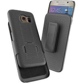 Samsung Galaxy S7 (Ultra Thin) Belt Case & Holster Clip w/Kickstand **Encased Ultra Slim GripShell for Samsung Galaxy S7 [New 2016 Release] (Black)