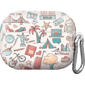 ANDRIU Compatible with Airpod pro 2nd/1st Generation Case Cover with Keychain Cute Pattern Hard & Anti Slip Cover for Men Women & Girls(City Pattern)