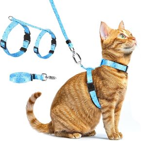 Cat Harness and Leash Set for Walking,Escape Proof Lightweight Soft and Comfortable,Adjustable Kitten Harness and Leash (Hawaii)