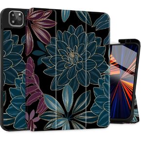 May Chen Case for iPad Pro 11-inch 2024 5th Generation M4 Chip, [Built Pencil Holder 2/USB-C] Soft TPU Back Cover with Trifold Stand Support Auto Wake/Sleep, Traditional in Kuwait