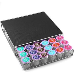 Coffee Pod Drawer, K-Cup Holder Drawer for 36 Coffee Pods Storage, Under Coffee Pot Storage and Sliding Drawer, Office or Home Kitchen Counter Organizer