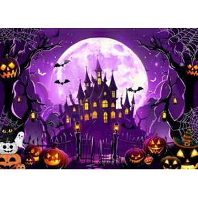 8X6FT Halloween Backdrops for Photography Halloween Photo Backdrop Kids Purple Halloween Full Moon Background Trunk Or Treat Backdrop F215