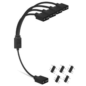 upHere 5V 3Pin ARGB Splitter Cable 1 Female to 4 Female 3 Pins Extension Connector Cord Wire for PC Case Fan LED Light Strips 30cm Length,53ARGB 1Pcs