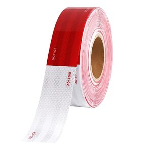 WAENLIR 2 inch x 200Feet Reflective Safety Tape DOT-C2 Waterproof Red and White Adhesive Conspicuity Tape for Trailer, Outdoor, Cars, Trucks