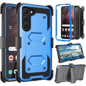 Galaxy S23 Plus Case, Galaxy S23+ Holster Case with Belt Clip [Built-in Screen Protector], Takfox Protective Heavy Duty Shockproof Kickstand Rugged Shell Defender Phone Case for Samsung S23 Plus-Black