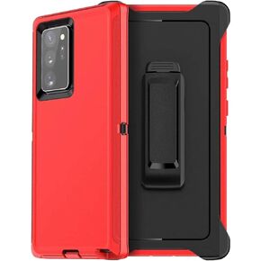 Samsung Galaxy Note 20 Ultra 5G Case Red/Black (2020 Rebel Armor) Heavy Duty Defender Rugged Full Body Cover with Holder, 360 Degree Rotary Belt-Clip Holster (Red/Black)