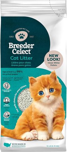 Breeder Celect® | 99% Recycled Paper Cat Litter Pellets | Highly Absorbent | Odor Control Controls Odors Naturally| Natural and Nontoxic | Low Dust and Easy to Clean | 7 lb Bag in Saudi Arabia