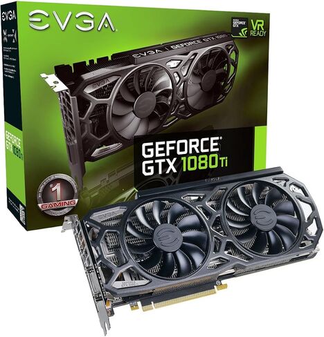 EVGA GeForce GTX 1080 Ti SC Black Edition Gaming، 11GB GDDR5X، مبرد iCX وLED، تصميم تدفق الهواء الأمثل، بطاقة رسومات متداخلة 11G-P4-6393-KR (متجددة) in Saudi Arabia