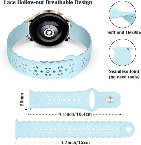 6 Pack Bands Compatible with Samsung Galaxy Watch 6/5/4 40mm 44mm,Watch 6 Classic 43mm 47mm/5 Pro 45mm/Watch 4 3 Classic Band 42mm 46mm/Active 2, 20mm Slim Sport Lace Silicone Wristband for Women Men in Saudi Arabia