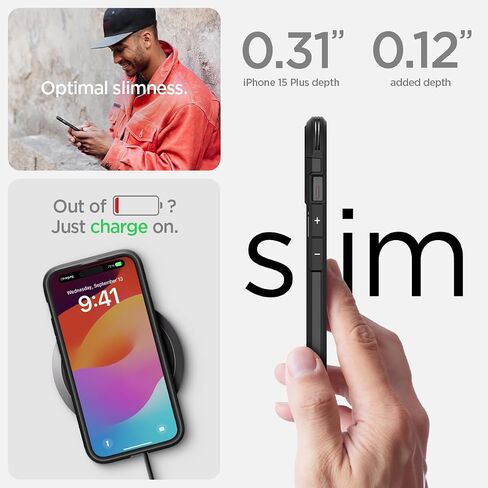 Spigen Tough Armor MagFit Designed for iPhone 15 Plus Case (2023) [Kickstand] [Military-Grade Protection] Compatible with MagSafe - Black in Saudi Arabia