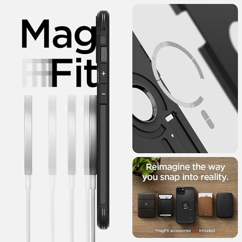 Spigen Tough Armor MagFit Designed for iPhone 15 Plus Case (2023) [Kickstand] [Military-Grade Protection] Compatible with MagSafe - Black in Saudi Arabia
