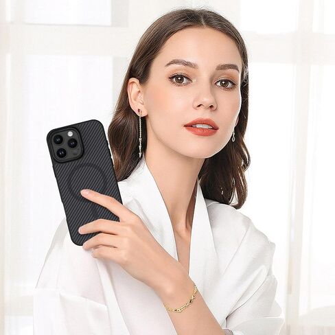 BENTOBEN for iPhone 16 Pro Max Carbon Fiber Case, iPhone 16 Pro Max Magnetic Case[Compatible with MagSafe] Smooth Slim Fit Shockproof Women Men Protective Case for iPhone 16 Pro Max 6.9",Black in Saudi Arabia