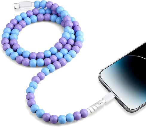 Aolcev 3.3FT Charging Cable Durable and Stylish 66W Fast Charger Cord Beaded Charging Cord for iPhone 14 13 12 11 Pro Max Xr Xs X 8 7 6 Plus iPad Pro/Air/Mini White in Saudi Arabia