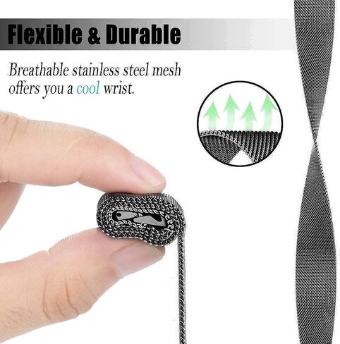 E ECSEM Metal Bands Intended for TOZO S6/S5/S3 Women Men Stainless Steel Mesh Adjustable Wristband Strap Replacement Strap for TOZO S6 & TOZO S5 & TOZO S3 Smart Watch Accessories in Saudi Arabia