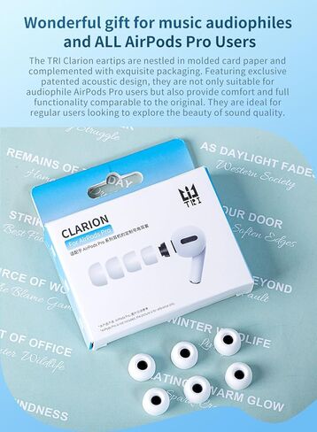 TRI Clarion for AirPods Pro 0.35mm Ultra-Thin Silicone Ear Tips,3 Pairs Earphones Tips Replacement Silicone Eartips Designed for AirPods Pro 1st/2nd with Noise Reduction Hole (4556 XS/XS/XS) in Kuwait