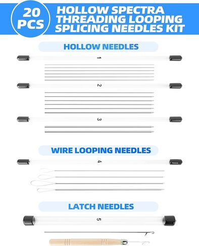 BLUEWING جوفاء الأطياف خيوط حلقة الربط الإبر عدة 20 قطعة الفولاذ المقاوم للصدأ مجموعة إبر الصيد تزوير الإبر in Kuwait