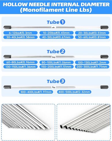 BLUEWING جوفاء الأطياف خيوط حلقة الربط الإبر عدة 20 قطعة الفولاذ المقاوم للصدأ مجموعة إبر الصيد تزوير الإبر in Kuwait
