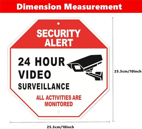 تنبيه أمني - لافتة مراقبة فيديو على مدار 24 ساعة - 10 بوصة × 10 بوصة يتم مراقبة جميع الأنشطة - لافتات معدنية تحذيرية أمنية للمنزل والعمل وكاميرا CCTV الأمنية والاستخدام الداخلي والخارجي (أزرق) in Kuwait