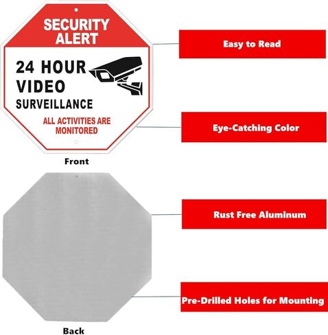 تنبيه أمني - لافتة مراقبة فيديو على مدار 24 ساعة - 10 بوصة × 10 بوصة يتم مراقبة جميع الأنشطة - لافتات معدنية تحذيرية أمنية للمنزل والعمل وكاميرا CCTV الأمنية والاستخدام الداخلي والخارجي (أزرق) in Kuwait