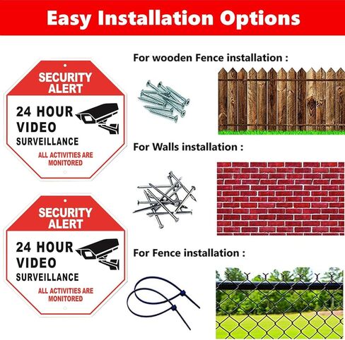 تنبيه أمني - لافتة مراقبة فيديو على مدار 24 ساعة - 10 بوصة × 10 بوصة يتم مراقبة جميع الأنشطة - لافتات معدنية تحذيرية أمنية للمنزل والعمل وكاميرا CCTV الأمنية والاستخدام الداخلي والخارجي (أزرق) in Kuwait