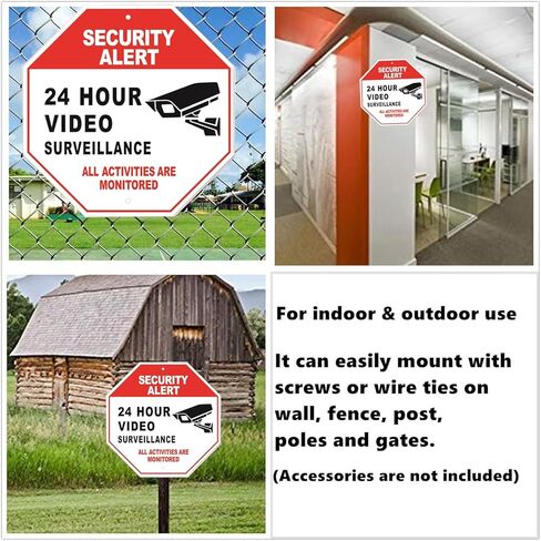 تنبيه أمني - لافتة مراقبة فيديو على مدار 24 ساعة - 10 بوصة × 10 بوصة يتم مراقبة جميع الأنشطة - لافتات معدنية تحذيرية أمنية للمنزل والعمل وكاميرا CCTV الأمنية والاستخدام الداخلي والخارجي (أزرق) in Kuwait